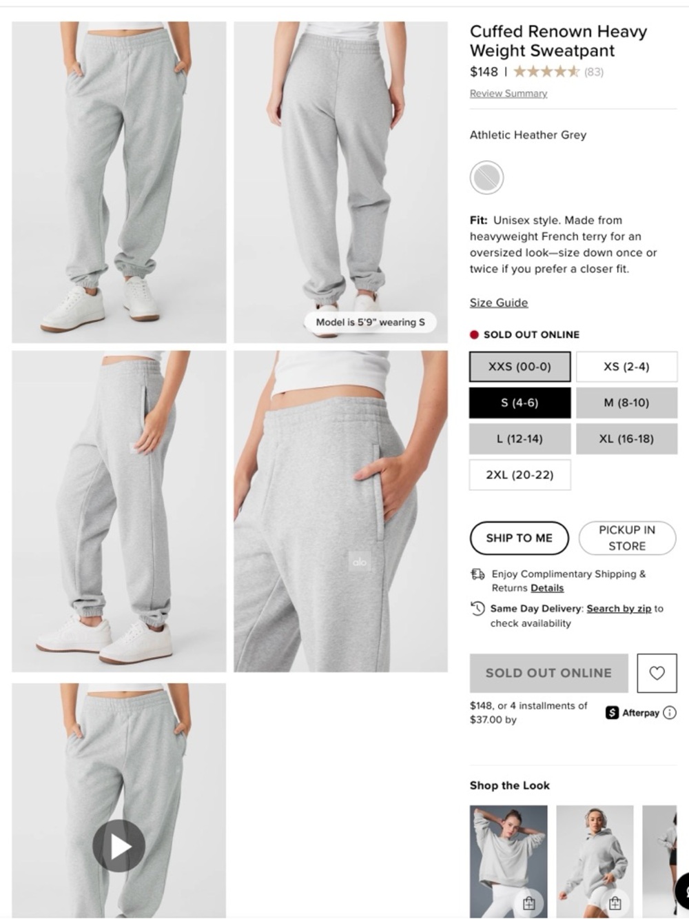 ALO Yoga Women's Cuffed renown Joggers in Light Heather Grey size S